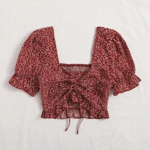 Shein Drawstring Front Top